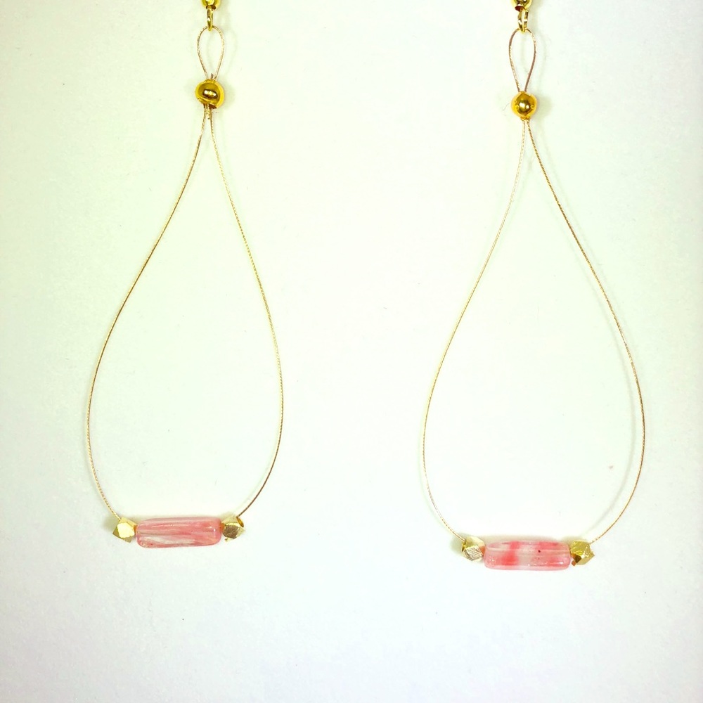 Star Crafts Rose Quartz Earrings with 14 kt Gold